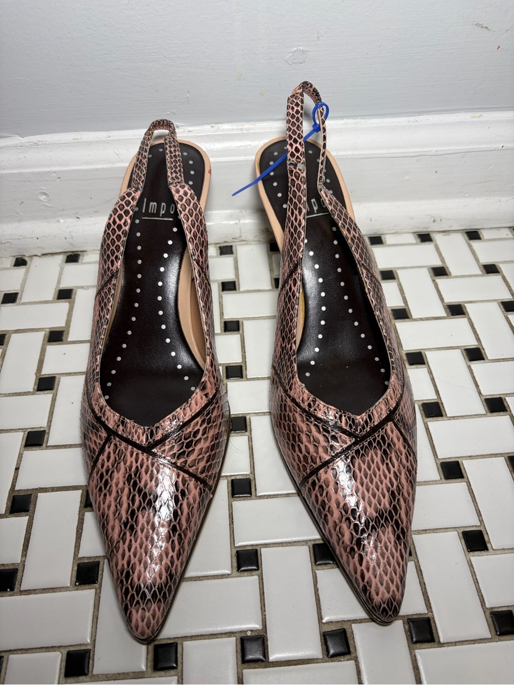 Impo Pink Snake-Print Pointed Slingback Flats
